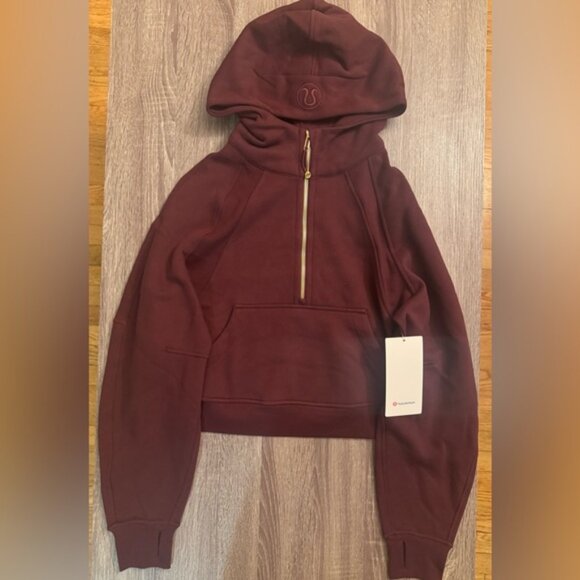 Lululemon Scuba oversized half gold zip hoodie sweater. Garnet.Burgundy. XS/S - Picture 3 of 13